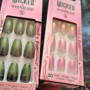 Kiss Wicked x imPRESS Green Ombre & Pink Iridescent Press-On Nails - 30 Pack